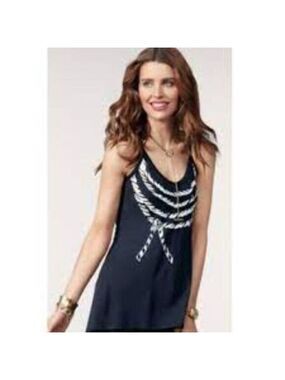 Cabi #836 Ahoy Spring Summer Navy Natuical Tank size Medium
